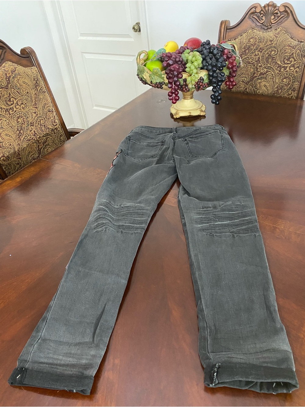 Karma Black Distressed Jeans with Red & Purple Floral Embroidery - Picture 9 of 9